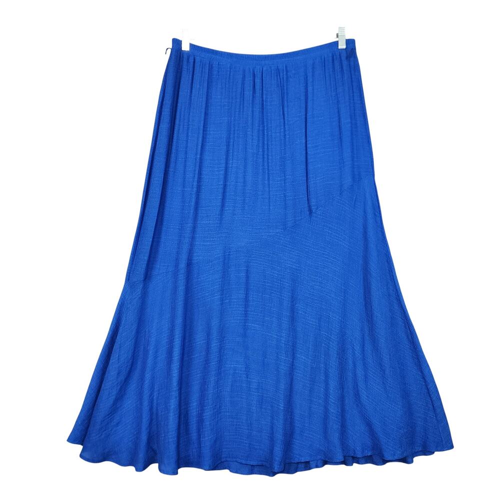 AB Studio Womens Maxi‎ Skirt Size XL Royal Blue Asymmetrical Tiered Textured Y2K